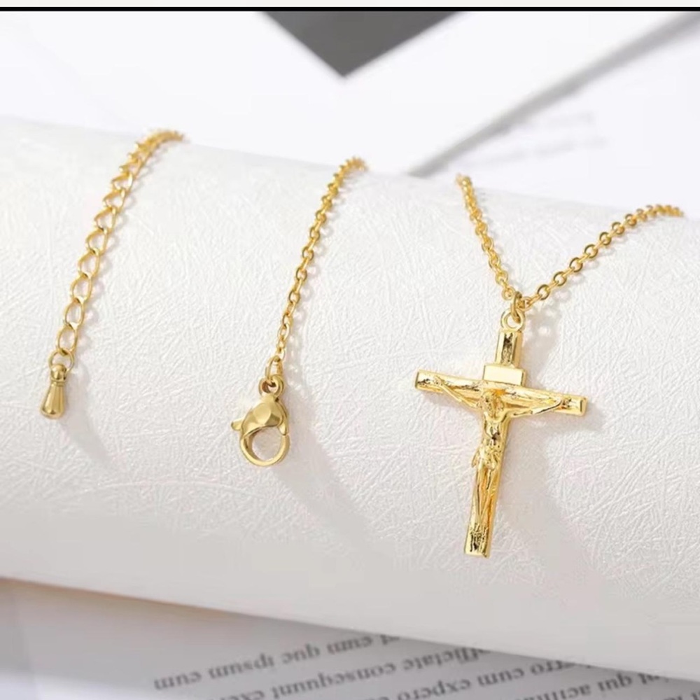 Gold Crucifix Pendant Necklace